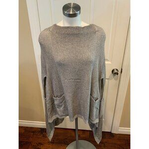 Moth Gray "Madison Park" Ribbed Asymmetrical Cashmere Blend Poncho, Size XS/S